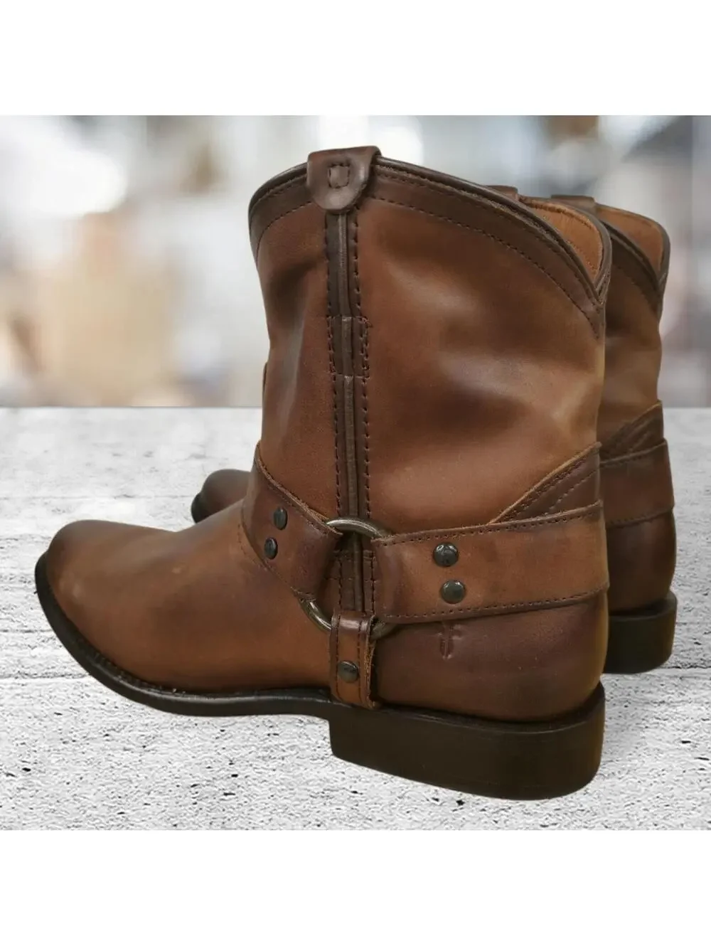Frye Women's Wyatt Dark Brown Harness Short Pull-On Western Boot Size 8 NEW‎